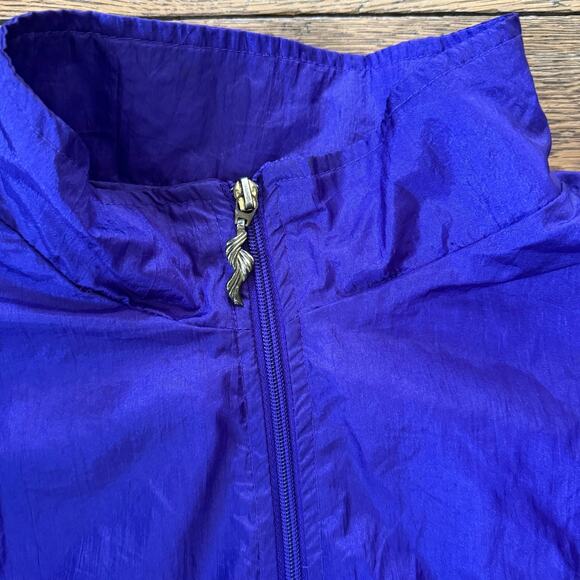 Vintage 80s 90s Windbreaker Jacket XL Embroidered Purple Gold - Picture 4 of 9